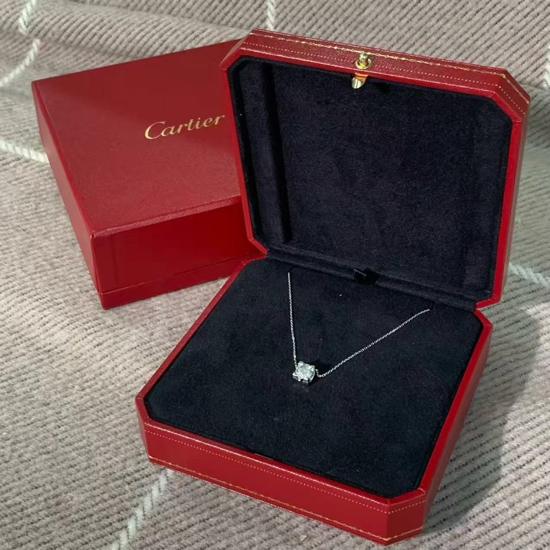 Cartier卡地亞 1 克拉牛頭鑽石白金項鍊，主鑽 1.23 克拉，H 色，vvs-5