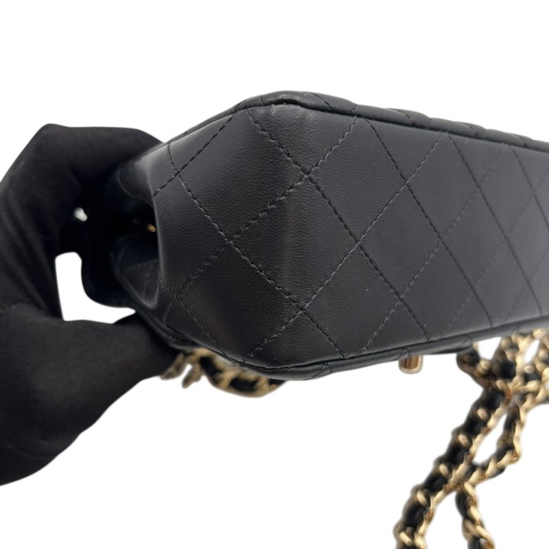 【美收精品】CHANEL 黑色羊皮徽章MINI CF B-986【隔月月中將轉賣至日本 上架期限30天】-6