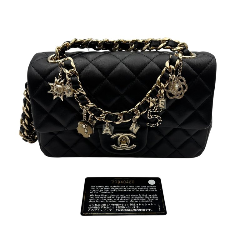 【美收精品】CHANEL 黑色羊皮徽章MINI CF B-986【隔月月中將轉賣至日本 上架期限30天】-11