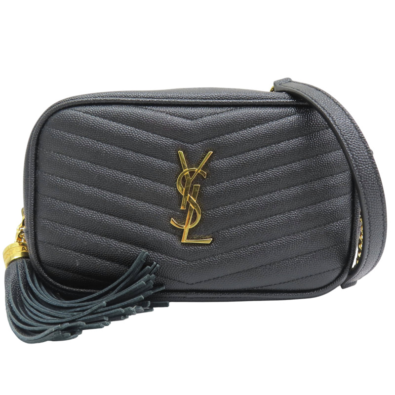 黑色 牛皮 肩背包 金釦【SAINT LAURENT YSL 聖羅蘭】 612579-0