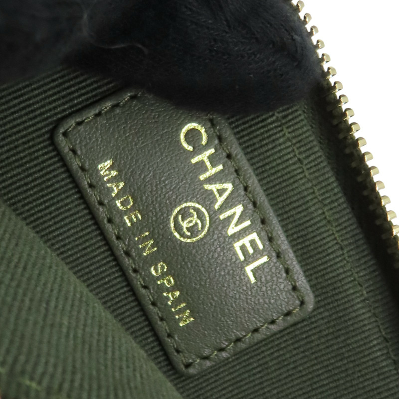 綠色 菱格紋 羊皮 Chanel 19 拉鍊零錢包【CHANEL 香奈兒】-6