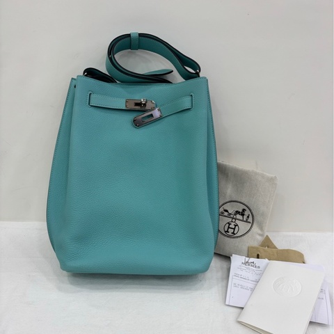 Hermes 愛馬仕so Kelly22馬卡龍藍3p銀扣TC皮 T刻 有購證
