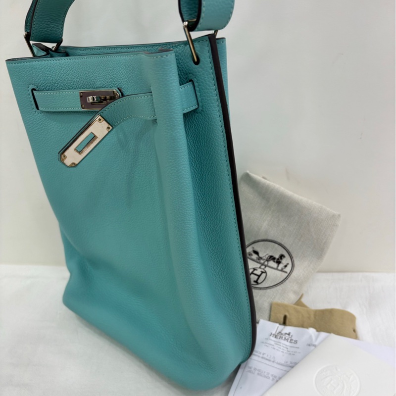 Hermes 愛馬仕so Kelly22馬卡龍藍3p銀扣TC皮 T刻 有購證-3