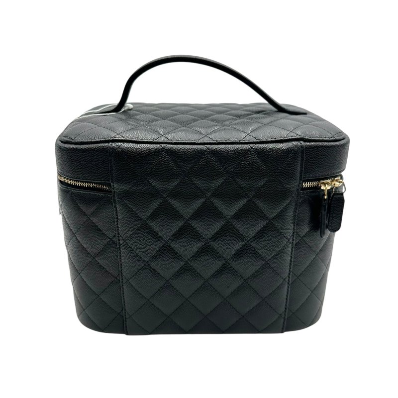 【美收精品】CHANEL 黑色牛皮荔枝紋大化妝包 B-989【隔月月中將轉賣至日本 上架期限30天】-1