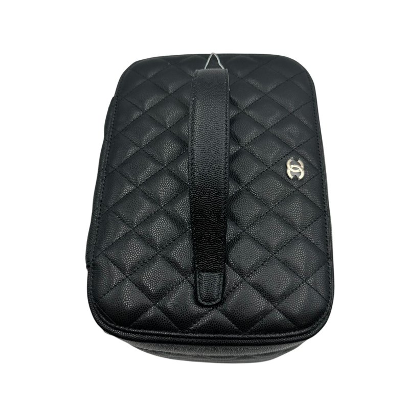 【美收精品】CHANEL 黑色牛皮荔枝紋大化妝包 B-989【隔月月中將轉賣至日本 上架期限30天】-3