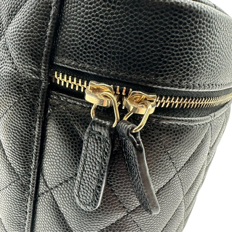 【美收精品】CHANEL 黑色牛皮荔枝紋大化妝包 B-989【隔月月中將轉賣至日本 上架期限30天】-7