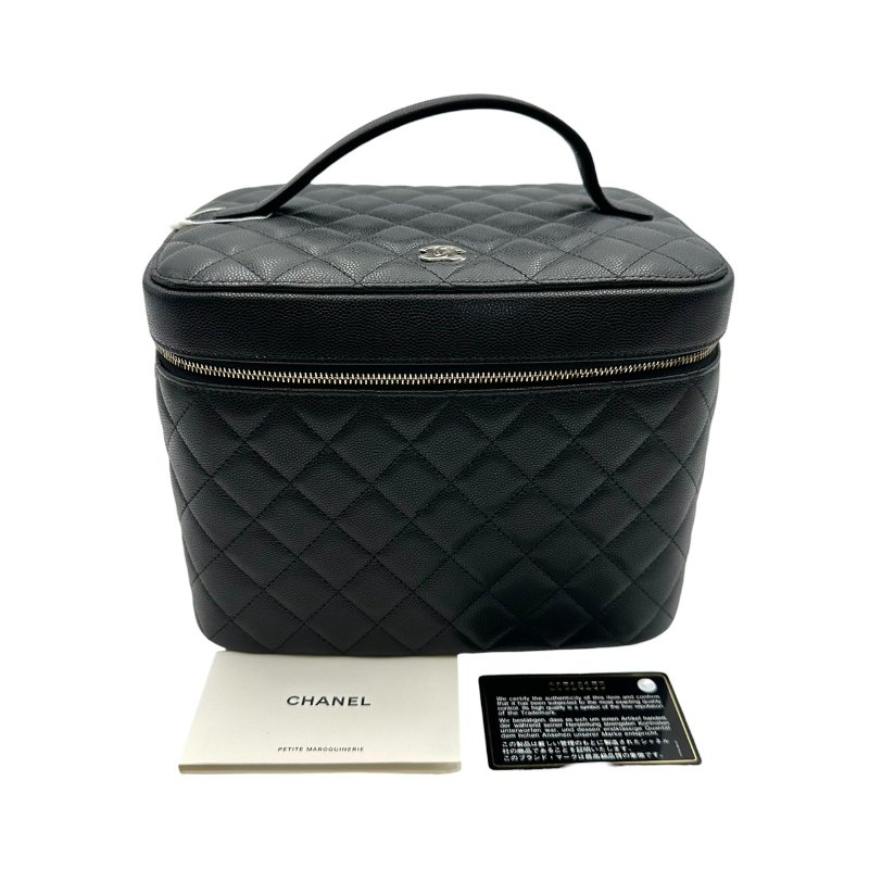 【美收精品】CHANEL 黑色牛皮荔枝紋大化妝包 B-989【隔月月中將轉賣至日本 上架期限30天】-15
