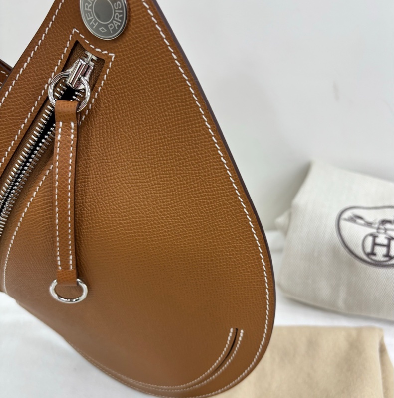 HERMES/愛馬仕金棕金扣course月亮馬鞍包 W刻 全新-3