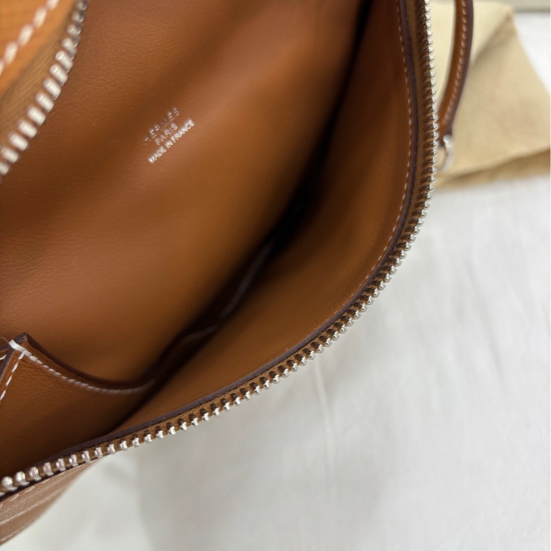 HERMES/愛馬仕金棕金扣course月亮馬鞍包 W刻 全新-6