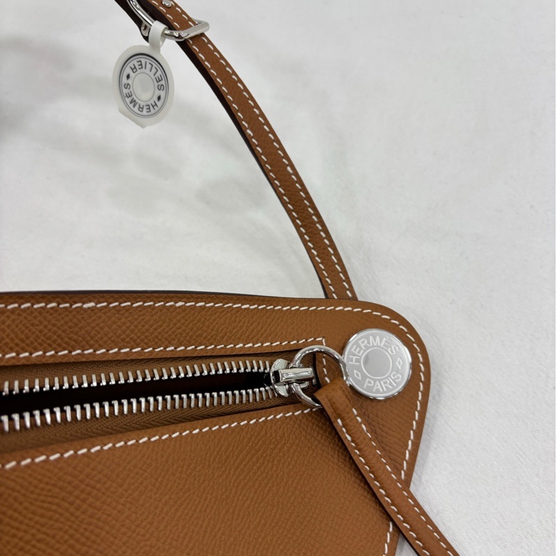 HERMES/愛馬仕金棕金扣course月亮馬鞍包 W刻 全新-7