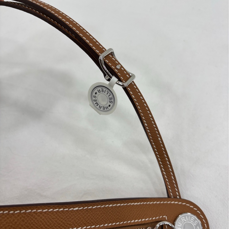 HERMES/愛馬仕金棕金扣course月亮馬鞍包 W刻 全新-8