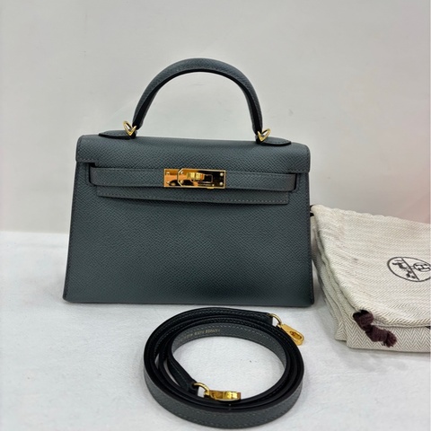 Hermès 愛馬仕 mini kelly二代 63杏仁綠金扣 epsom皮 Z刻