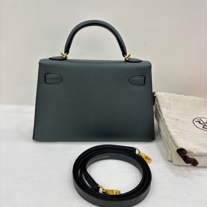Hermès 愛馬仕 mini kelly二代 63杏仁綠金扣 epsom皮 Z刻-1