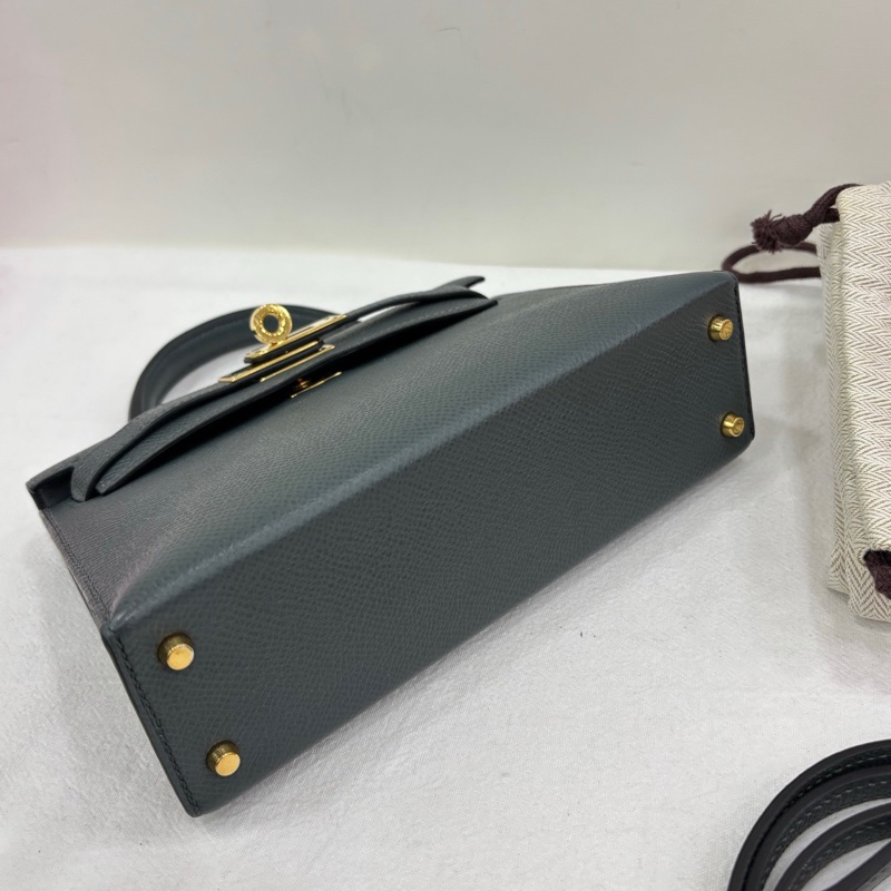 Hermès 愛馬仕 mini kelly二代 63杏仁綠金扣 epsom皮 Z刻-4