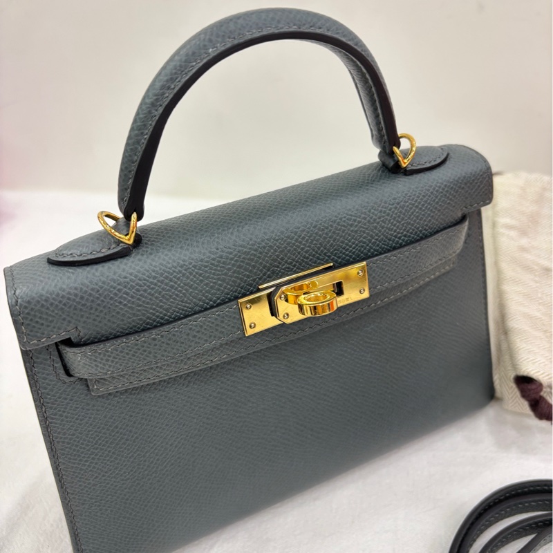 Hermès 愛馬仕 mini kelly二代 63杏仁綠金扣 epsom皮 Z刻-5