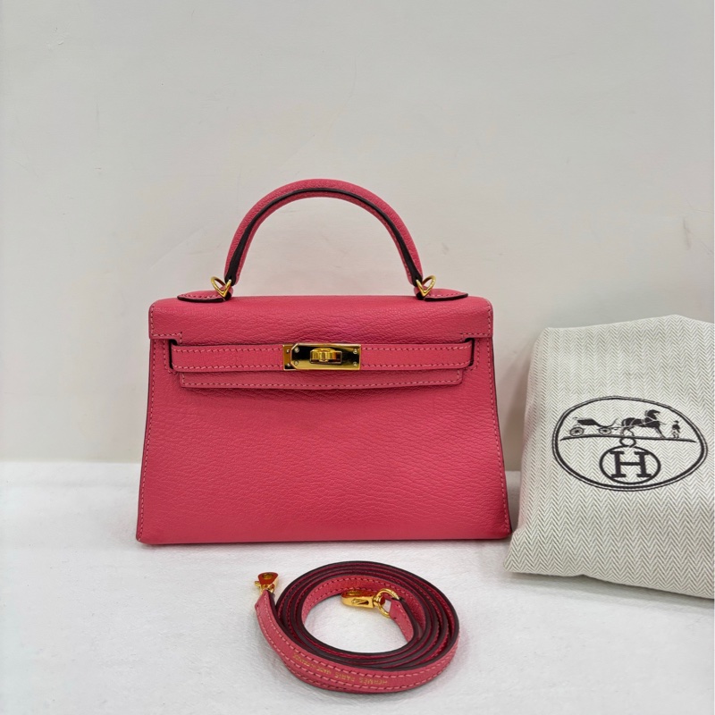 Hermes 愛馬仕mini kelly二代 K4夏日粉 D刻 山羊皮金扣-0