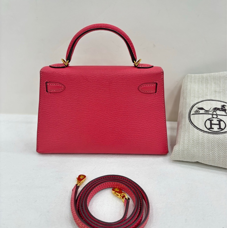 Hermes 愛馬仕mini kelly二代 K4夏日粉 D刻 山羊皮金扣-1