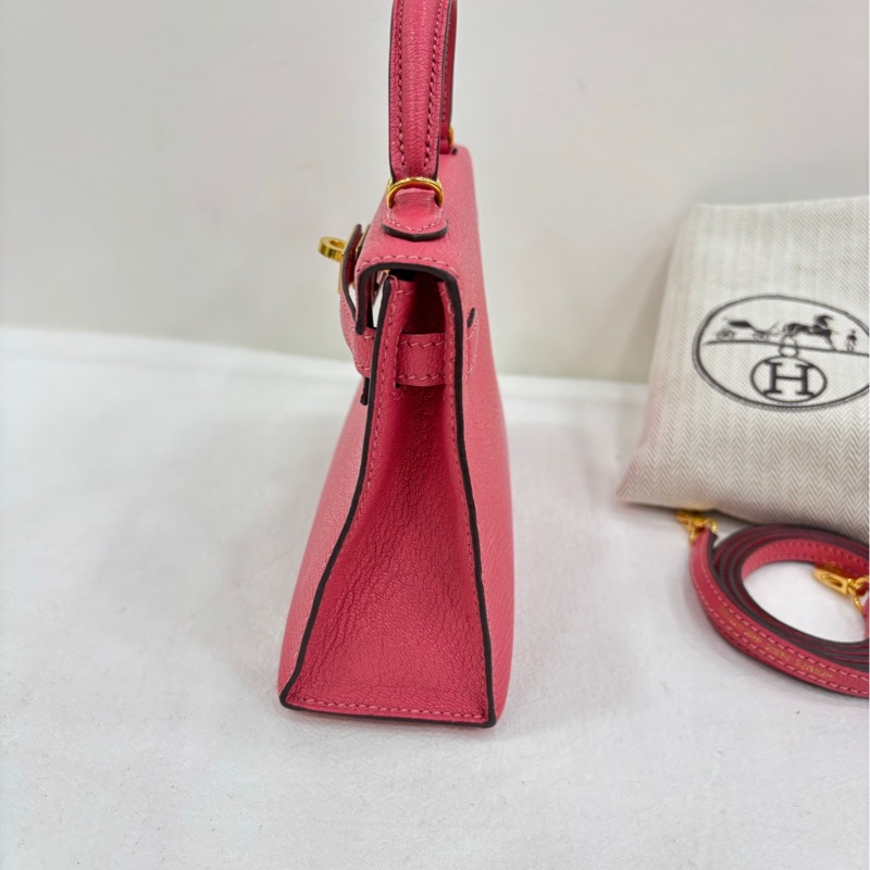 Hermes 愛馬仕mini kelly二代 K4夏日粉 D刻 山羊皮金扣-3