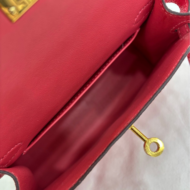Hermes 愛馬仕mini kelly二代 K4夏日粉 D刻 山羊皮金扣-6