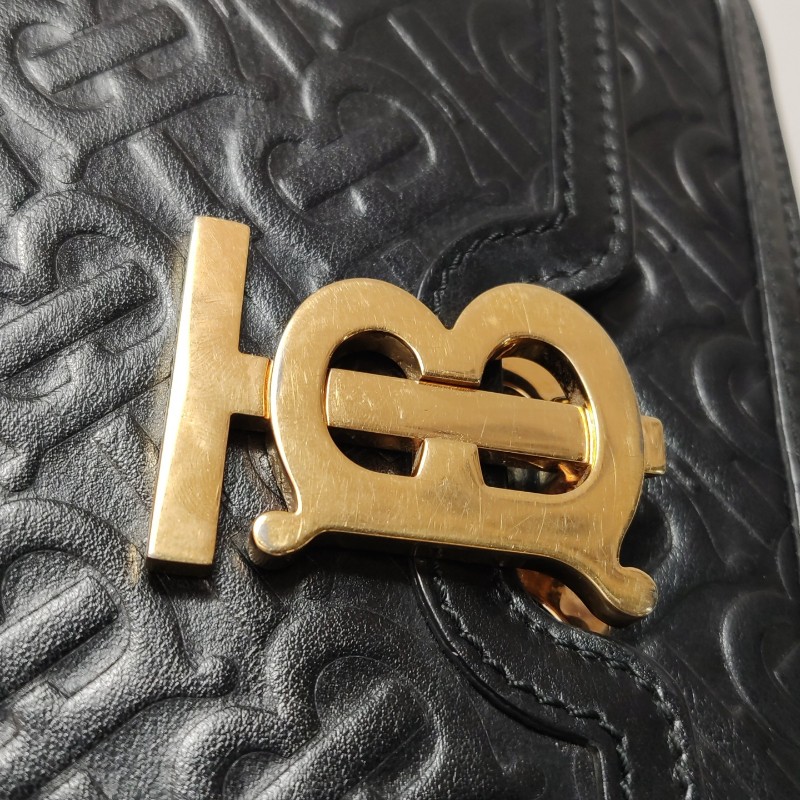 Burberry中號鎖扣黑色肩背包斜背包-11