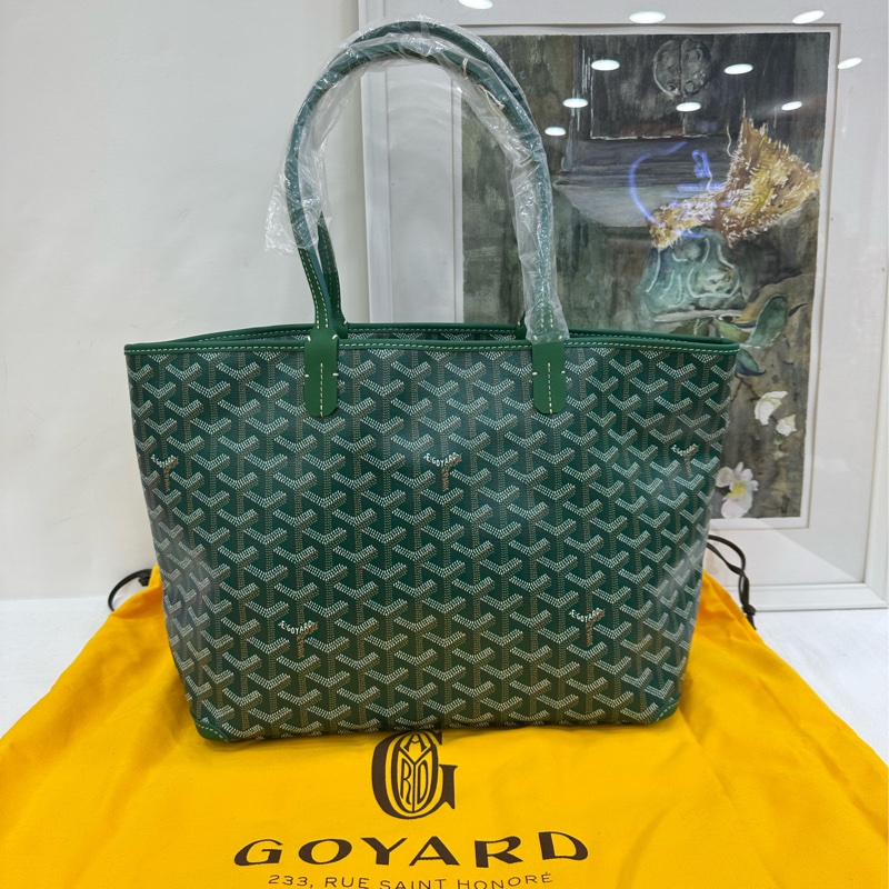 GOYARD Artois Y字老花滿印皮革包角 帆布拼皮 托特包購物袋 單肩包手提包 小號 24年 全新 尺寸:長*寬*高:30*14*25 cm-0