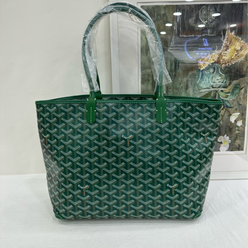 GOYARD Artois Y字老花滿印皮革包角 帆布拼皮 托特包購物袋 單肩包手提包 小號 24年 全新 尺寸:長*寬*高:30*14*25 cm-1