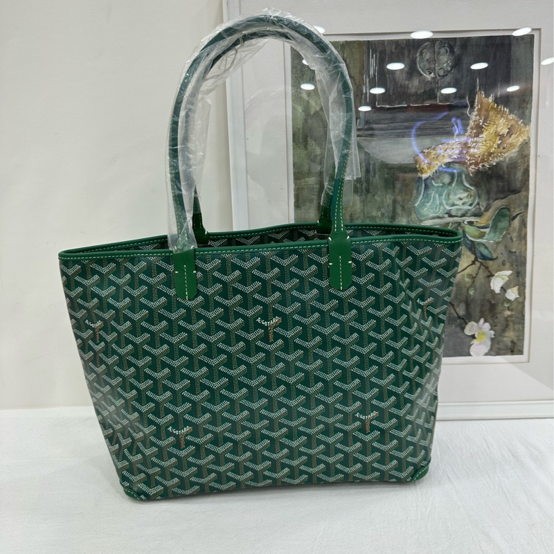 GOYARD Artois Y字老花滿印皮革包角 帆布拼皮 托特包購物袋 單肩包手提包 小號 24年 全新 尺寸:長*寬*高:30*14*25 cm-3