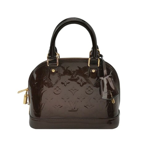 LV/路易威登 車厘子色漆皮貝殼包手提包 24cm底長