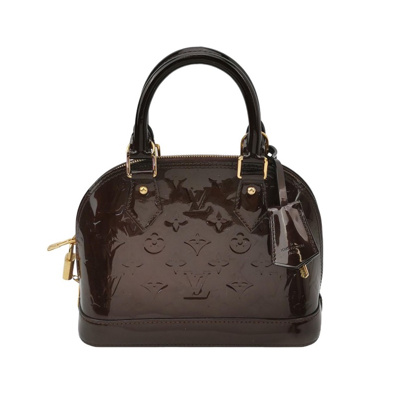 LV/路易威登 車厘子色漆皮貝殼包手提包 24cm底長-0