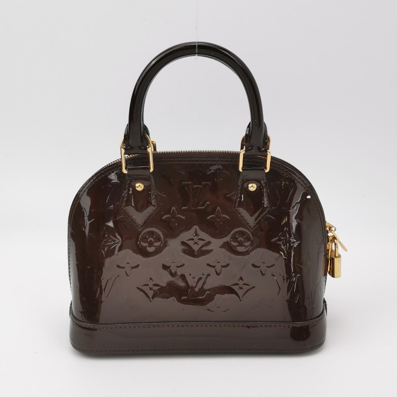 LV/路易威登 車厘子色漆皮貝殼包手提包 24cm底長-3