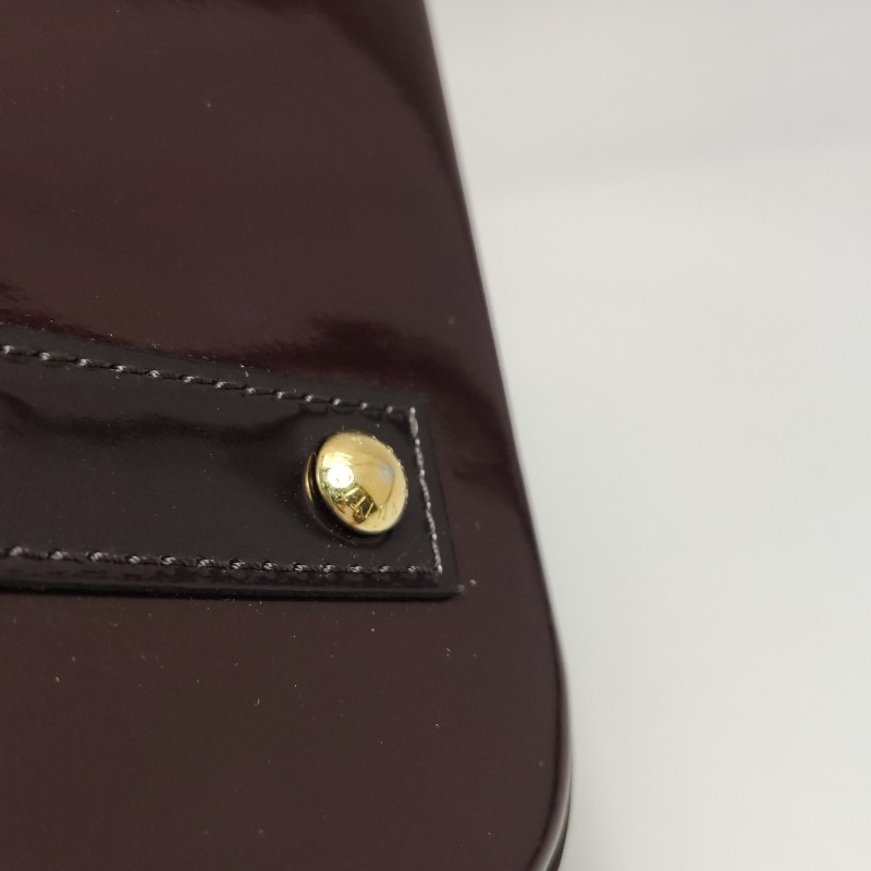 LV/路易威登 車厘子色漆皮貝殼包手提包 24cm底長-9