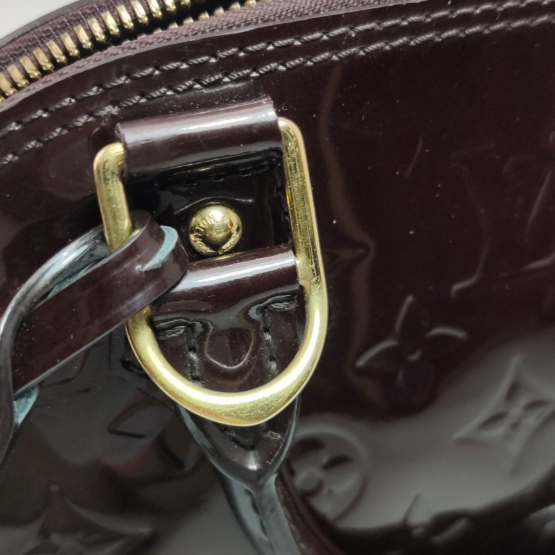 LV/路易威登 車厘子色漆皮貝殼包手提包 24cm底長-10