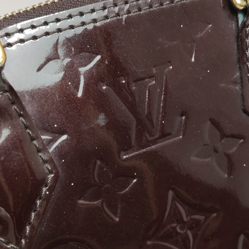 LV/路易威登 車厘子色漆皮貝殼包手提包 24cm底長-14