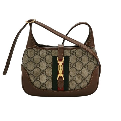 Gucci Jackie 1961帆布拼皮 肩背包 斜背包