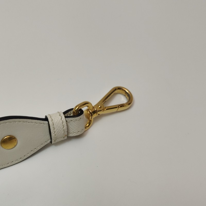 Prada雙拉鍊十字紋牛皮 奶白色殺手包 手提包 可拆卸肩帶-13