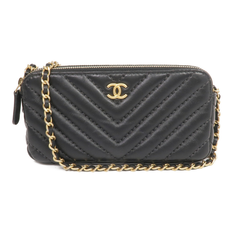CHANEL 羊皮皮革WOC Wallet On Chain金扣鏈帶肩背袋-0