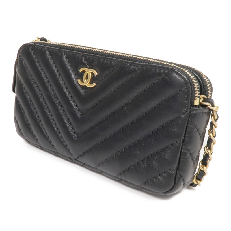 CHANEL 羊皮皮革WOC Wallet On Chain金扣鏈帶肩背袋-2