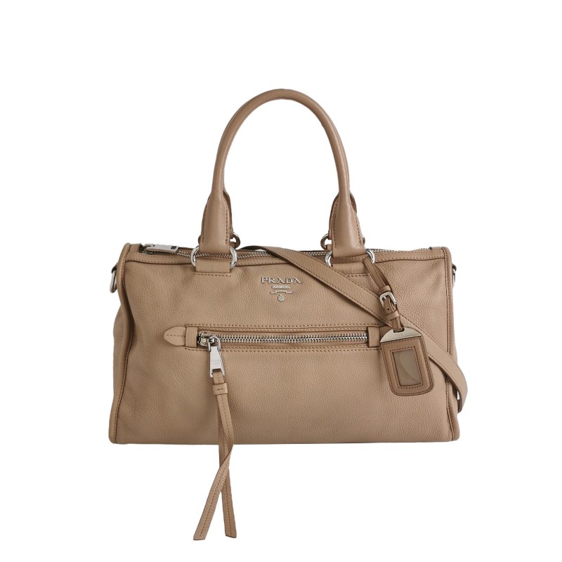 Prada 全皮 裸粉色 手提包-0