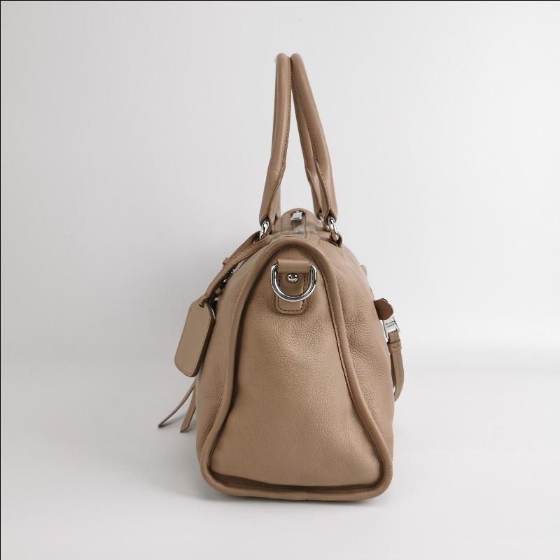 Prada 全皮 裸粉色 手提包-1