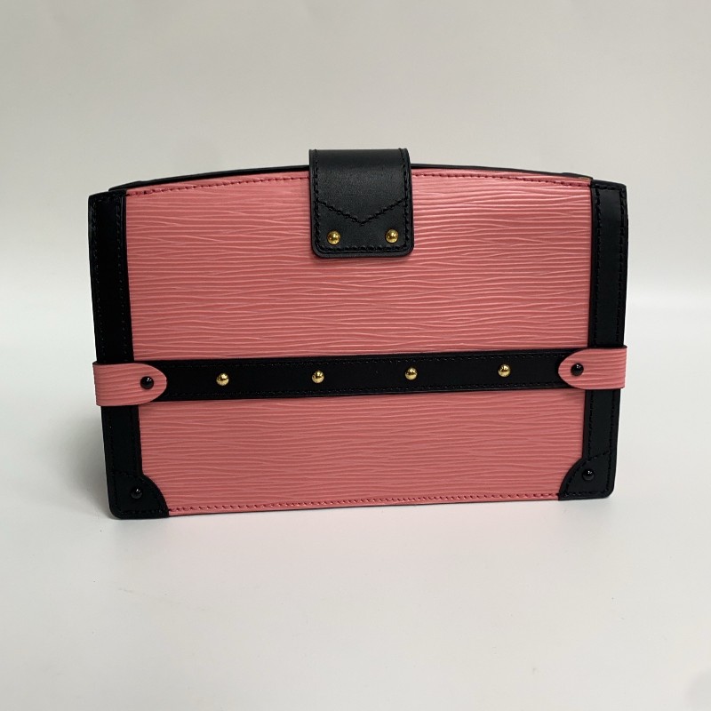 LV粉色EPI軟盒子包 可拆卸肩帶 晶片款-3