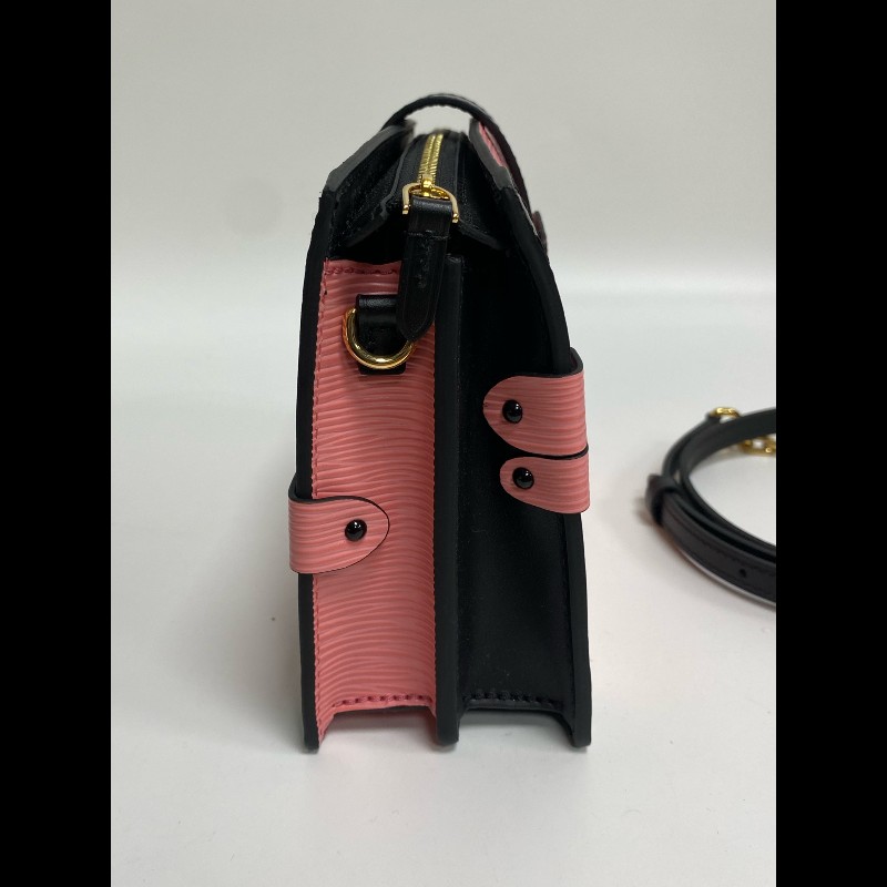 LV粉色EPI軟盒子包 可拆卸肩帶 晶片款-15