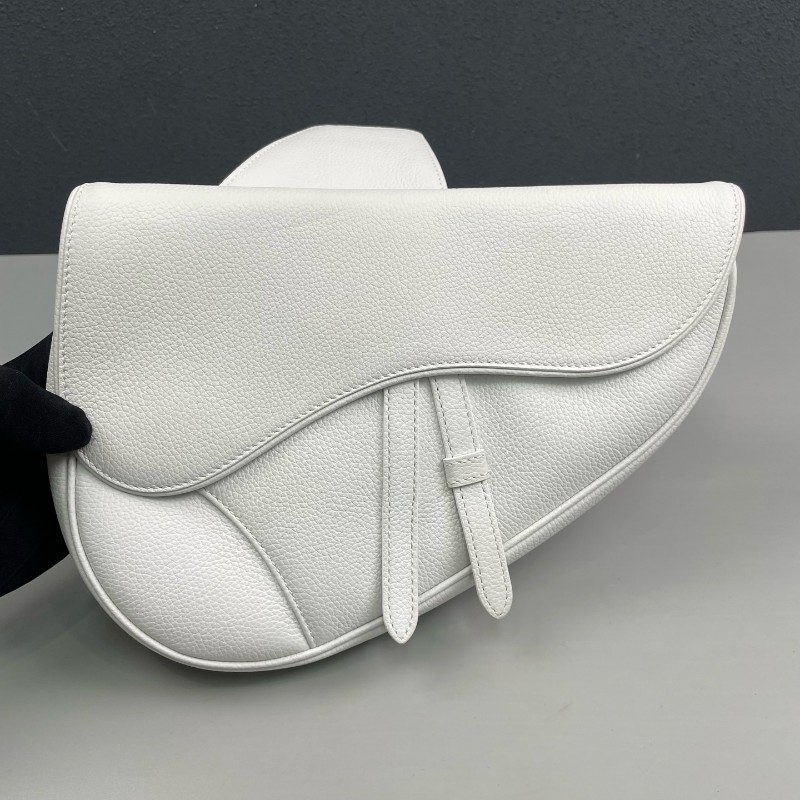 Dior 白色全皮馬鞍胸包斜背包-8