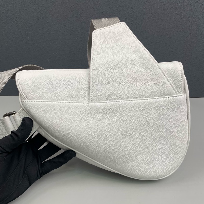 Dior 白色全皮馬鞍胸包斜背包-9