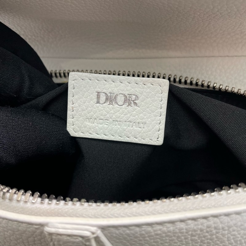 Dior 白色全皮馬鞍胸包斜背包-21
