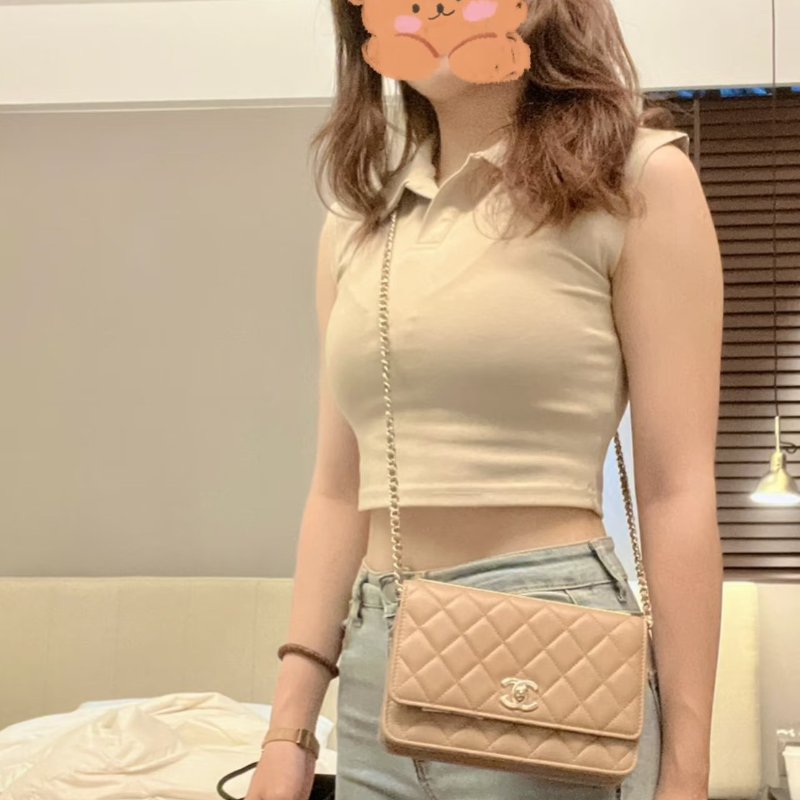 CHANEL 22S Trendy WOC - 奶茶金-11