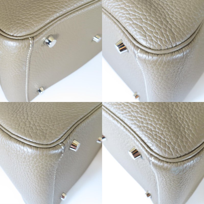 【巴黎站二手名牌專賣店】＊現貨＊HERMES 愛馬仕 真品＊X刻LINDY30 大象灰牛皮銀釦肩背包-5