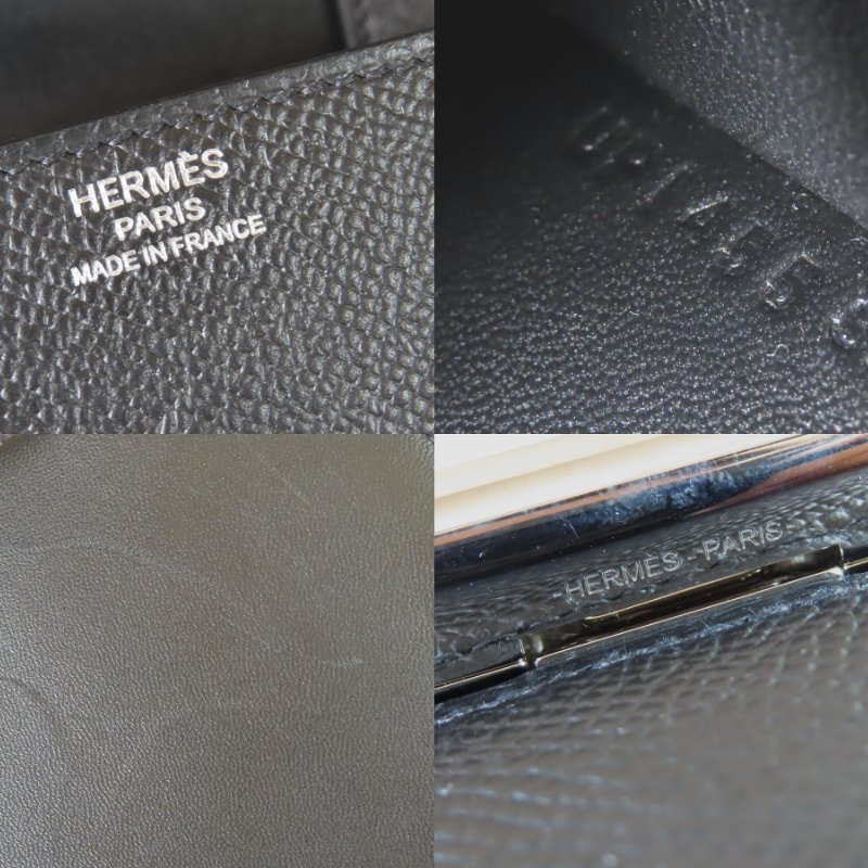 【巴黎站二手名牌專賣店】＊現貨＊HERMES 愛馬仕 真品＊U刻 DELLA 18黑色皮革銀釦肩背包 屁股包-5