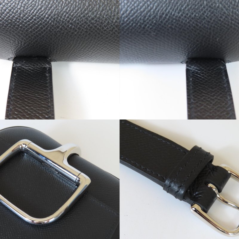 【巴黎站二手名牌專賣店】＊現貨＊HERMES 愛馬仕 真品＊U刻 DELLA 18黑色皮革銀釦肩背包 屁股包-6