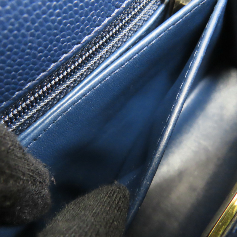 深藍色 荔枝紋 牛皮 Coco Handle Mini 肩背包【CHANEL 香奈兒】 AS2215-6