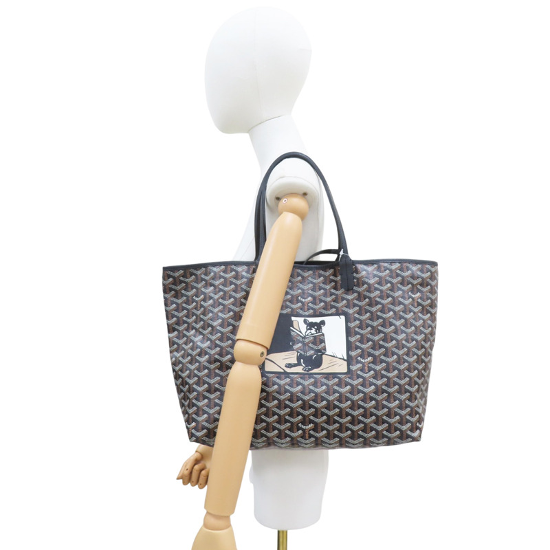 黑色 PVC塗層帆布 Saint Louis PM 托特包【GOYARD 高雅德】-7